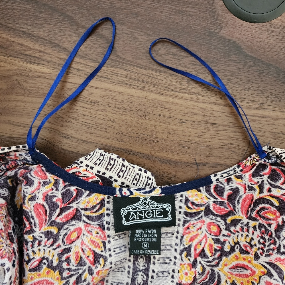 Angie Navy Blue & Orange Paisley Floral Kimono Sleeve Cardigan - Picture 5 of 7